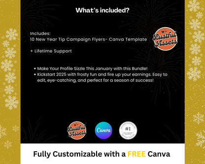 ONLYFANS New Year Tip Campaign Flyer Bundle | Onlyfans Tip Game Ideas kit, NYE Theme Canva for Creators camgirls, OF Fansly Snap Template