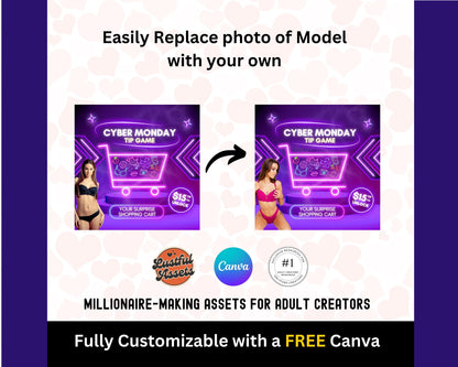 ONLYFANS Cyber Monday Tipping game Bundle| Tip Game Onlyfans Idea  Canva Templates, OF, Fansly Snapchat, camgirls, creators Black Friday