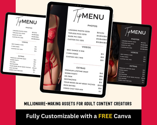 ONLYFANS Tip Menu Bundle | Editable Canva Tipping Template for Creators, Tipping Menu, Digital Camgirl & Fansly OF Simple Tip Menu Canva