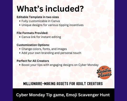 ONLYFANS Cyber Monday Tipping game Emoji Scavenger Hunt| Tip Game Onlyfans Idea  Canva Templates, OF, Fansly Snapchat, camgirls, creators