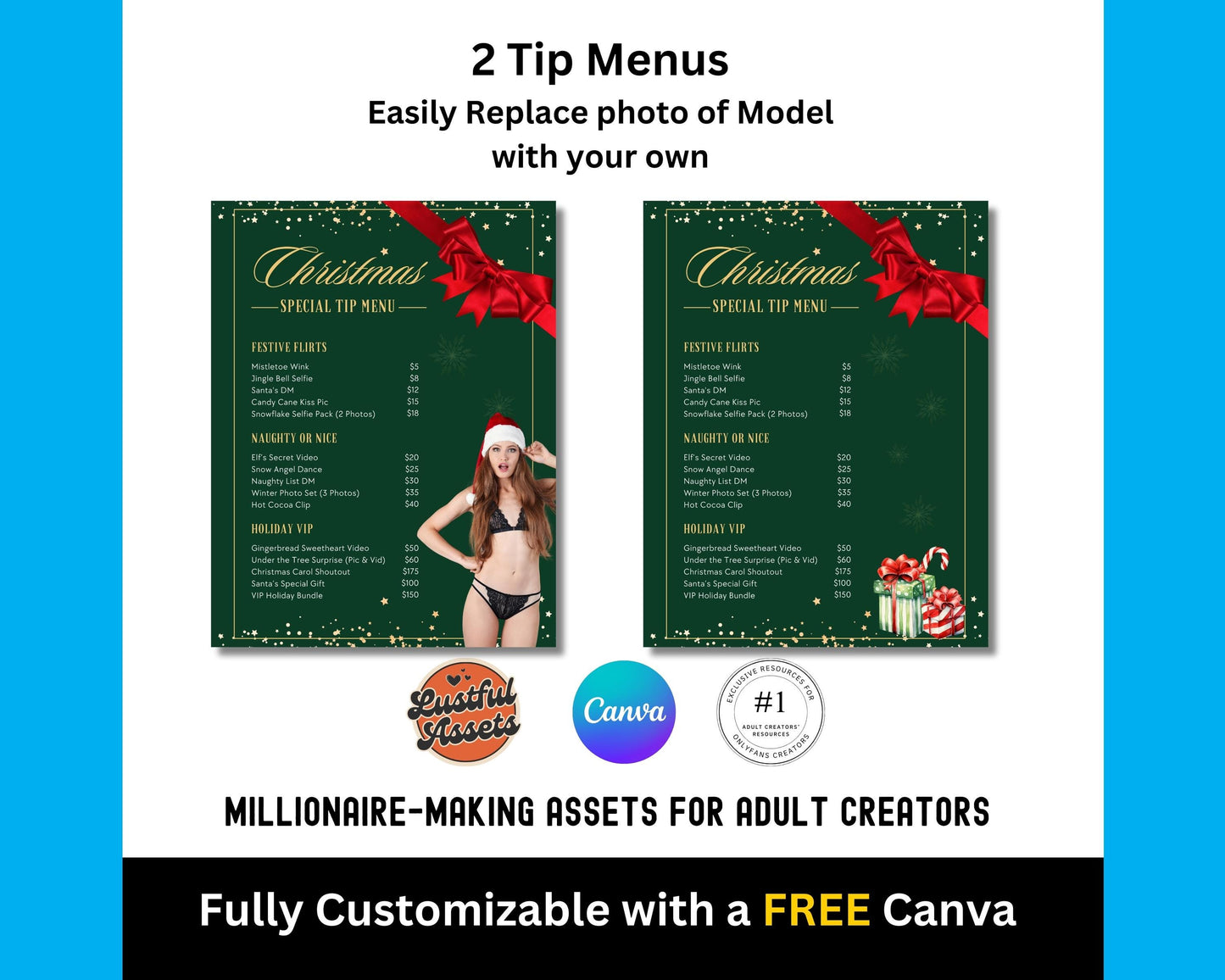 OnlyFans Christmas Bundle | Promo Graphic Tip Game, Spinning Wheel,  Tip Menu, Editable Canva Template, Creators camgirls| OF, Fansly Custom