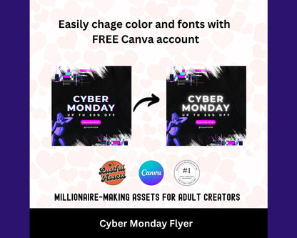 ONLYFANS Cyber Monday Flyer | Onlyfans post Ideas Templates, OF, Fansly Snapchat, camgirls, Content creators Bundle idea cyber Monday