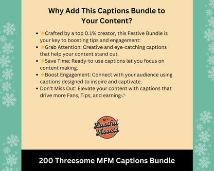 ONLYFANS Threesome MFM Captions Bundle | Perfect for Posts, Only Fans PPV & Mass Messages ideas, Scripts, camgirls, Fansly Snap of Template