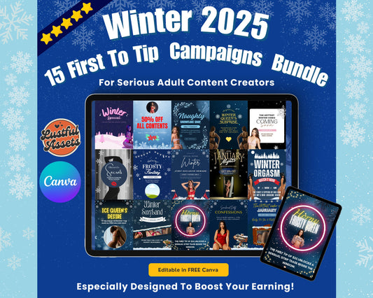 ONLYFANS First to Tip Campaign Bundle | OnlyfansTipping winter Themed Flyers Menu Game, Promo Canva Creators camgirls, OF Fansly Snapchat