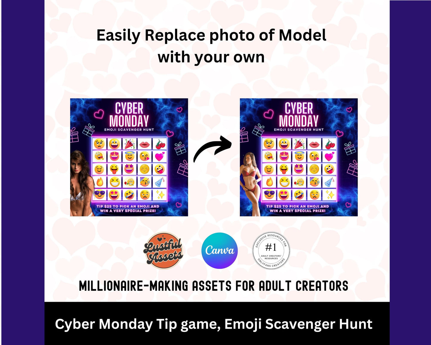 ONLYFANS Cyber Monday Tipping game Emoji Scavenger Hunt| Tip Game Onlyfans Idea  Canva Templates, OF, Fansly Snapchat, camgirls, creators