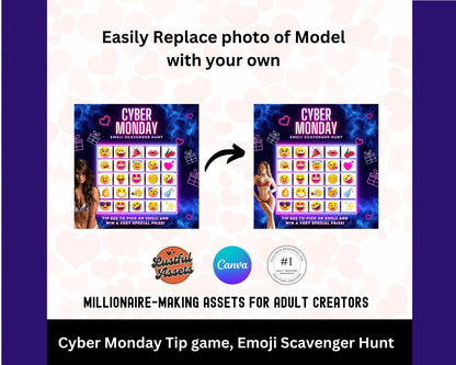 ONLYFANS Cyber Monday Tipping game Emoji Scavenger Hunt| Tip Game Onlyfans Idea  Canva Templates, OF, Fansly Snapchat, camgirls, creators