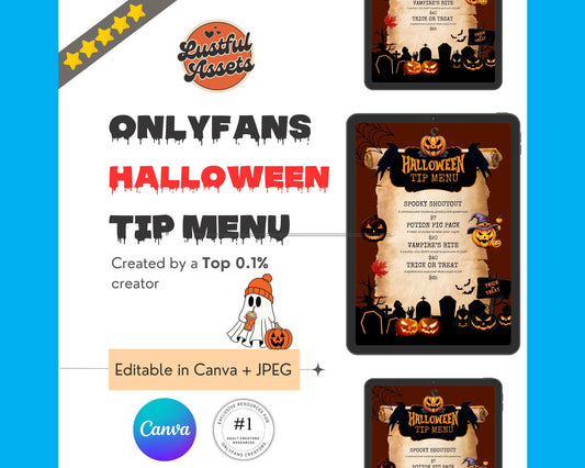 ONLYFANS Halloween Tip Menu | Spooky Tipping Menu |Editable Canva Tipping Template for Digital Camgirls & Fansly Creators