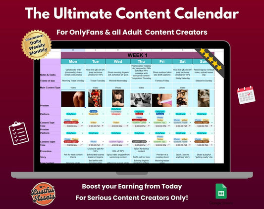 ONLYFANS Content Calendar Ultimate Planner