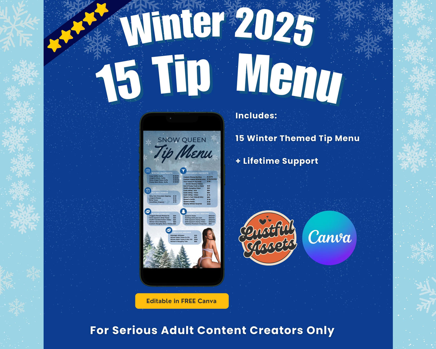 ONLYFANS Tip Menu Winter Boost your Earning | Onlyfans Templates - Lustful Assets