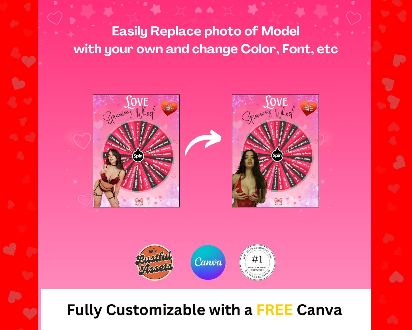 ONLYFANS Valentine's Spinning Wheel Tipping Game| Earn more| OnlyFans Template - Lustful Assets