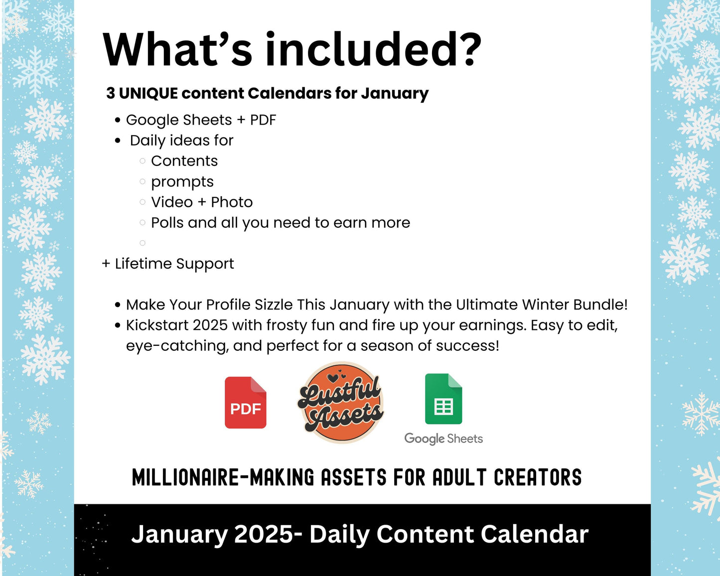 ONLYFANS January Content Calendar | | Boost your Earning| Onlyfans Content - Lustful Assets