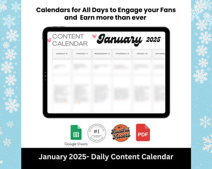 ONLYFANS January Content Calendar | | Boost your Earning| Onlyfans Content - Lustful Assets