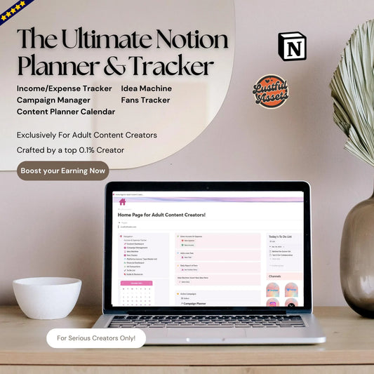 ONLYFANS Content Planner Notion Ultimate Tracker| Tip, Idea, Income Tracker Planner for content creators, Camgirls, Fansly, Snapchat